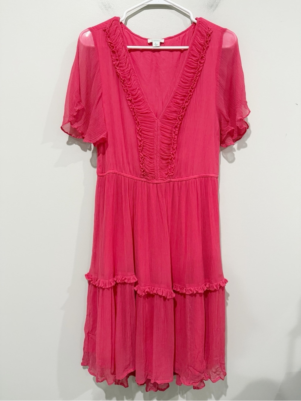 SUNDANCE Monaco Meet Up Dress Boho Tiered Flutter Sleeve Size Small - Picture 2 of 8